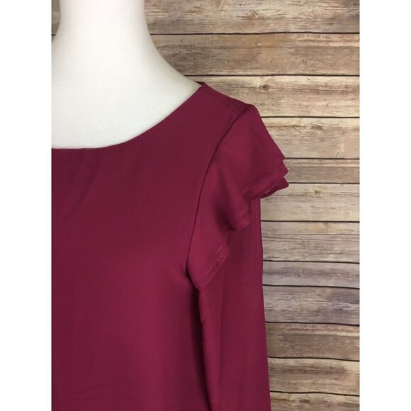 Banana Republic Small Ruffled Sleeve Blouse Solid Lined Career Top Shirt - Picture 3 of 8